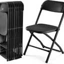 DUMOS Folding Chairs Sets of 10, 330lbs Plastic Stackable Portable Patio Dining Sets, Fold Up for Indoor Outdoor, Camping, Garden, Party, Meeting (Black)