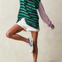 BLENCOT Women's Oversized Patchwork T Shirts Fall Long Sleeve Striped Color Block Loose Fit Pullover Tops (X-Large)