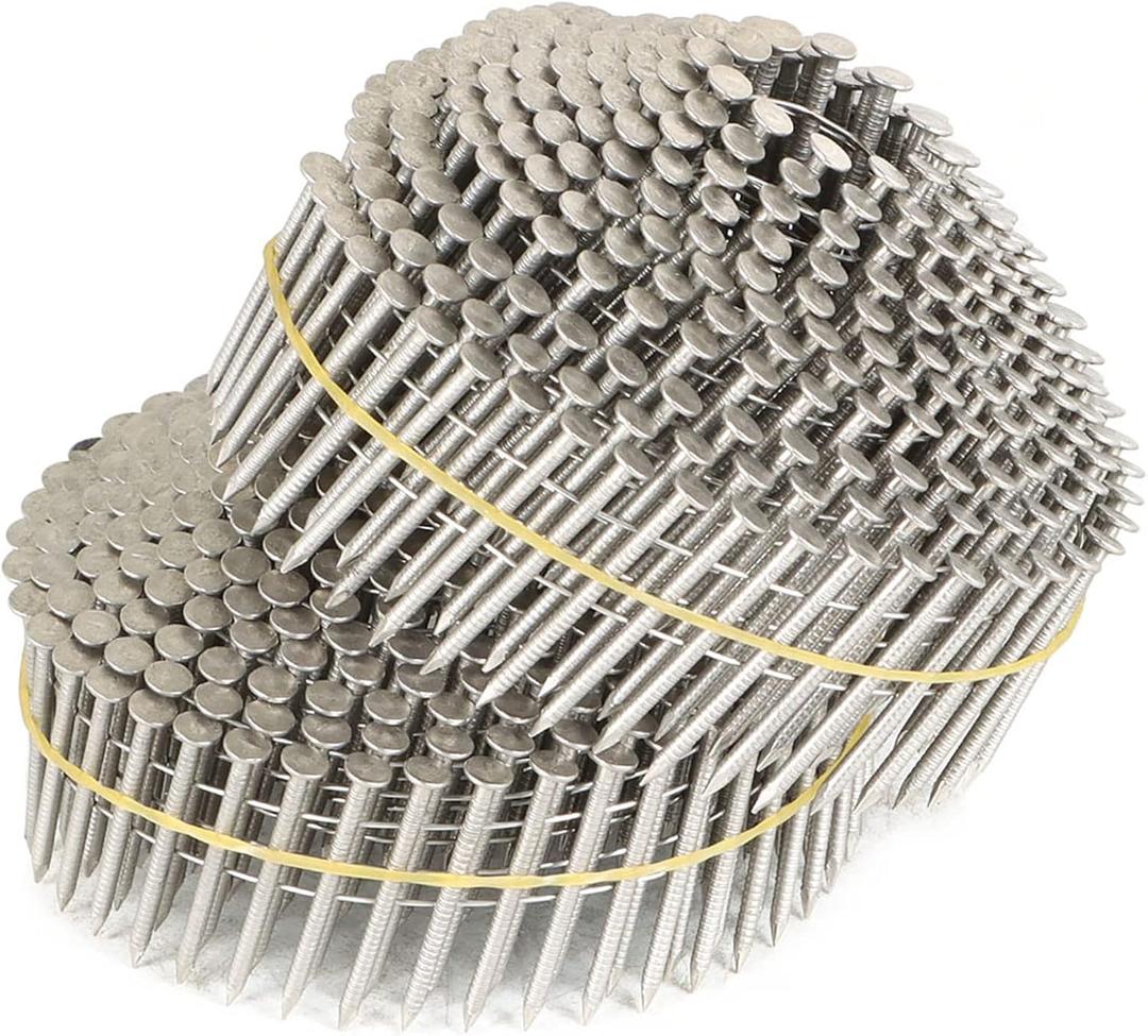 Findmall 1200 Count 1-1/2-Inch x .090-Inch Ring Shank Stainless Steel Siding Nails 15-Degree, Adapted to Gun Type CN45