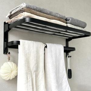 24in Towel Racks Shelf for Bathroom Wall Mounted Organizer for Hotel,Black