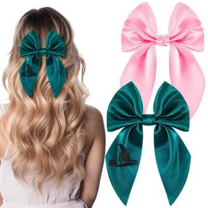 2 Pcs Witch and Princess Hair Bow Clip Pink and Green Hair Accessories for Girls Women Costume Outfits Party Favors Gifts
