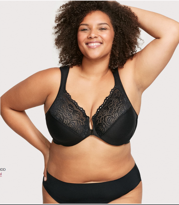 Glamorise Women's Plus Size Wonderwire Front-Closure Bra Underwire Black 42D