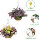 Artificial Hanging Plants Flowers with Basket 2 Packs, Artificial Hanging Flowers for Outdoors, Faux Hanging Plants Outdoor, Blue Fake Flowers, Yellow+Purple+Pink+Red&Purple