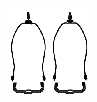Lamp Shade Harp Holder for Table and Floor Lamps,2 Set Heavy Duty Detachable Lamp Shades Bracket with 3/8 Standard Saddle and Lamp finials (Nickel, 8 Inch)
