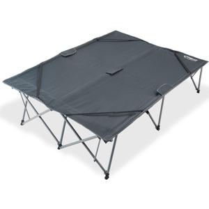 KingCamp 2 Person Queen Size Camping Cot, Folding Portable Double 550lbs Heavy Duty Oversized Large Wide XXL Foldable Sleeping Bed with Carry Bag for Two Adult Outdoor Travel Tent, Grey