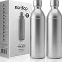 Stainless Steel Carbonating Bottle 43 oz | Compatible with Aarke Carbonator 3 (Not Pro) and SMEG Soda Makers | No Expiration | Plastic-Free | Dishwasher Safe | Replacement Bottle | 2x Steel