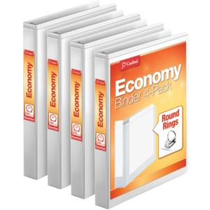 Cardinal Economy 3 Ring Binder, 1 Inch, Presentation View, White, Holds 225 Sheets, Nonstick, PVC Free, 4 Pack of Binders 