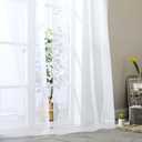 White Sheer Curtains 84 Inches Long 2 Panels Set for Bedroom Living Room, Soft Airy Light Filtering Modern Solid Rod Pocket Drapes Window Treatments, White, Each 42" W x 84" L