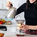 Barista Warrior Gooseneck Kettle for Pour Over Coffee and Tea with Thermometer for Exact Temperature, Precision Pour Drip Spout, Stainless Steel, Compatible with all Stove Tops (1.2 Liter, 40 fl oz)