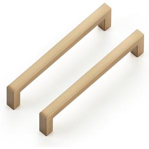 Ravinte Cabinet Handles Solid Slim Champagne Bronze 5 Pack 4 Inch Hole Center Square Bar Drawer Handles Kitchen Cabinet Pulls Drawer Kitchen Cabinet Hardware