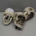 CUNHUYSmall Skulls Halloween Decor, 5 Inch Plastic Fake Skeletons, Mini Skulls for Crafts Outdoor Halloween Decorations, Realistic Miniature Human Skull Heads 3pcs