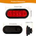 6" Oval LED Trailer Lights Kit, 2PCS Waterproof Stop/Turn/Brake Tail Lights with 10 LED Markers for Truck, RV, Boat, Trailer (Red) DOT Compliant