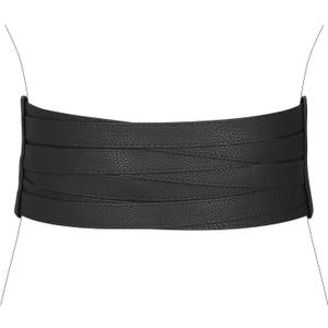 SUOSDEY Women Faux Leather Braided Waist Belt for Dress Elastic Stretch Belt for Ladies Wide Waist Belt for Women, Suitable for waist size 30-35"