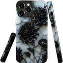 Case for iPhone 15 Pro,Black Dahlia Stained Glass Phone Case Slim Silicone Shockproof Cover for Girls WomenGlossy & Durable
