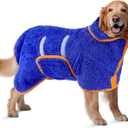 Bienbee Dog Bathrobe, Quick Drying Super Absorbent Dog Robes for After Bath, Warm Keeping Dogs Towel, Dogs Bath Supplies, Dark Blue XL