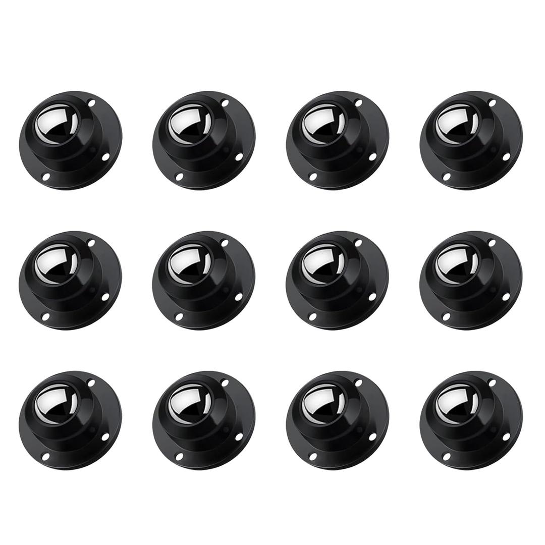 LePvo 1 Inch Small Caster Wheels for Furniture, Self Adhesive Caster Wheels, 360 Swivel Wheels, 28 LBS Load Capacity Per Wheel, Low Profile Wheels for Small Appliance Storage Box Planter(12 Pack)
