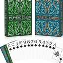 Playing Cards, Plastic Playing Cards Waterproof, Deck of Cards 2 Pack, Large Print Playing Card for Seniors Adults, Premium Poker Cards Set for Beach Pool Party Trip Camping Games (Blue & Green)