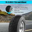 2 x 13x5.00-6 Tire and Wheel, Set of 2 Rubber Pneumatic Riding Lawn Mower Tires, Heavy Duty Lawn Mower Wheels with 3/4" Bushings and 6.6" Centered Hub, Tractor & Lawnmower Tires