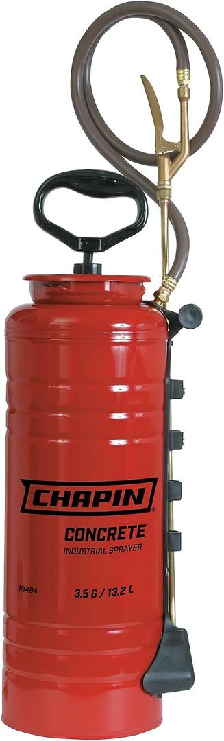 Chapin 19494 Industrial Sprayer, 3.5 Gallon Tri-Poxy Open Head Sprayer for Professional Concrete & Construction Applications, Chemical-Resistant Seals with All Brass Components