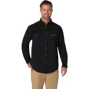 Wrangler Riggs Workwear Men's Logger Twill Long Sleeve Workshirt (Large, Black)