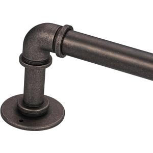 Industrial Curtain Rods for Windows 18 to 45 Inch, 1 Inch Diameter Adjustable Blackout Heavy Duty Windows Drapery Rods with Aluminium Finials,Cobalt Silver