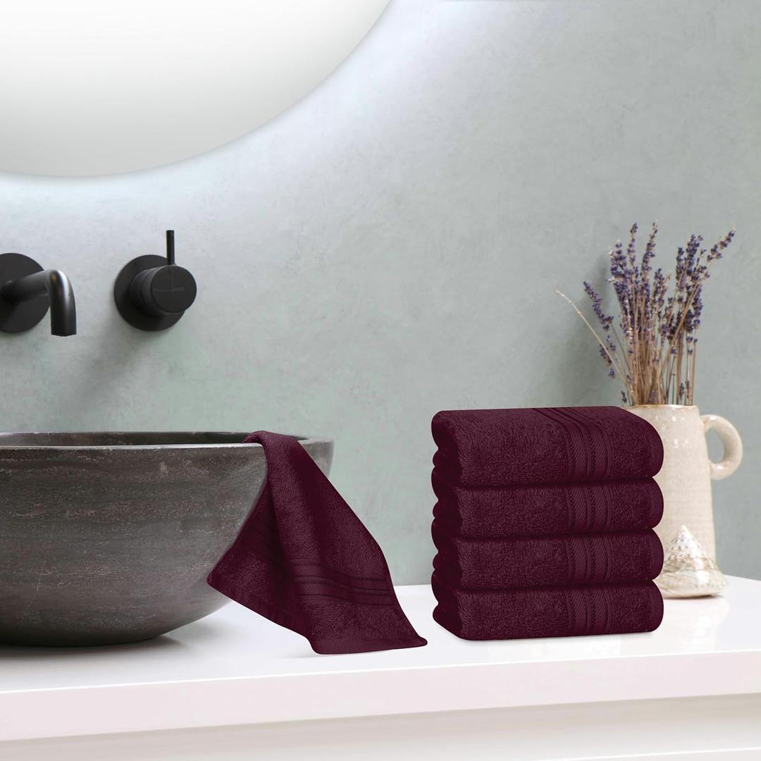 BOUTIQUO Ultra Soft Cotton 6 -Piece Hand Towel Set 16x24 Inch, Ideal for use in Bathroom, Kitchen, Gym, Spa & General Cleaning, Compact & Lightweight Multi Purpose Hand Towels - Burgundy