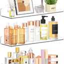 Qukaka Floating Shelves for Wall Decor, 15" Extra Clear Wall Shelves for Bedroom, Living Room, Kitchen, Bathroom Decor, Nail Polish/Book/Decoration/Makeup/Perfume Organizer Floating Shelf-3Pack