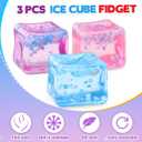 Chridark Ice Cube Fidget Toy for All Ages: 3 Pcs Sensory Squishy Fidget Toys, Square Stress Balls, Classroom Prizes, Anxiety Relief Stress Cube Gift for Kids Teens Adults