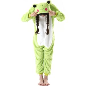 ATOZ Onesie for Kids, Animal Pajamas Halloween Cosplay Costume for Girls Boys, Frog 12-13Y