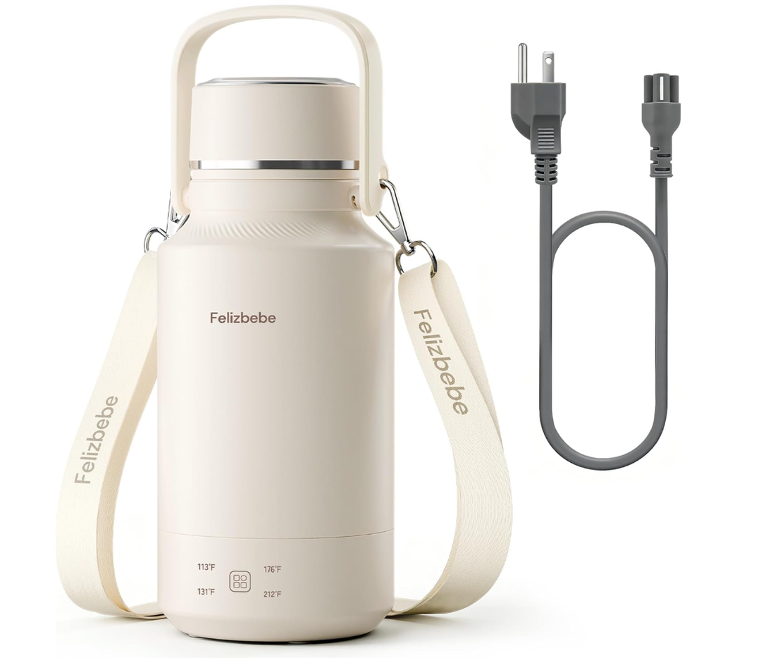 Felizbebe 33.8 Oz/1000mL Portable Electric Kettle,304 Stainless Steel Travel Kettle Electric,4 Temp Settings with Holding Heat,600W Fast Boiling Water with Auto ShutOff and Boil Dry Protection