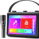 Karaoke Machine for Adults, Built-in 10.1" HD Lyrics Screen, Supports WiFi Bluetooth HDMI USB and TF, Portable Karaoke Player with 2 Wireless Microphones for Home Party Family Gathering (Black)