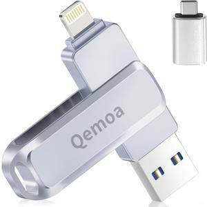 MFi Certified 512GB Flash Drive Photo Stick for iPhone, External Memory Photo Keeper Storage for Data Saver/Backup/Transfer Files/Picture/Video/iPhone/iPad/iOS/Android/PC (Gray)Available Space: ~484GB