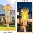Solar Outdoor Lights Torches with Flickering Flame for Garden Decor, Waterproof Garden, Outdoor Patio & Pathway Yard Decorations with Flame Torches - 4 Pack, Handmade Bamboo Solar Light, Realistic Flickering Flame, Auto Dusk‑to‑Dawn, IP65 Waterproof for Yard Patio Pathway
