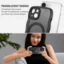 BENTOBEN Magnetic for iPhone 15 Case with Invisible Stand, [Curly Wave Edge] [Compatible with Mag-Safe] Slim Translucent Matte Shockproof Protective Cover Case for iPhone 15 6.1", Black