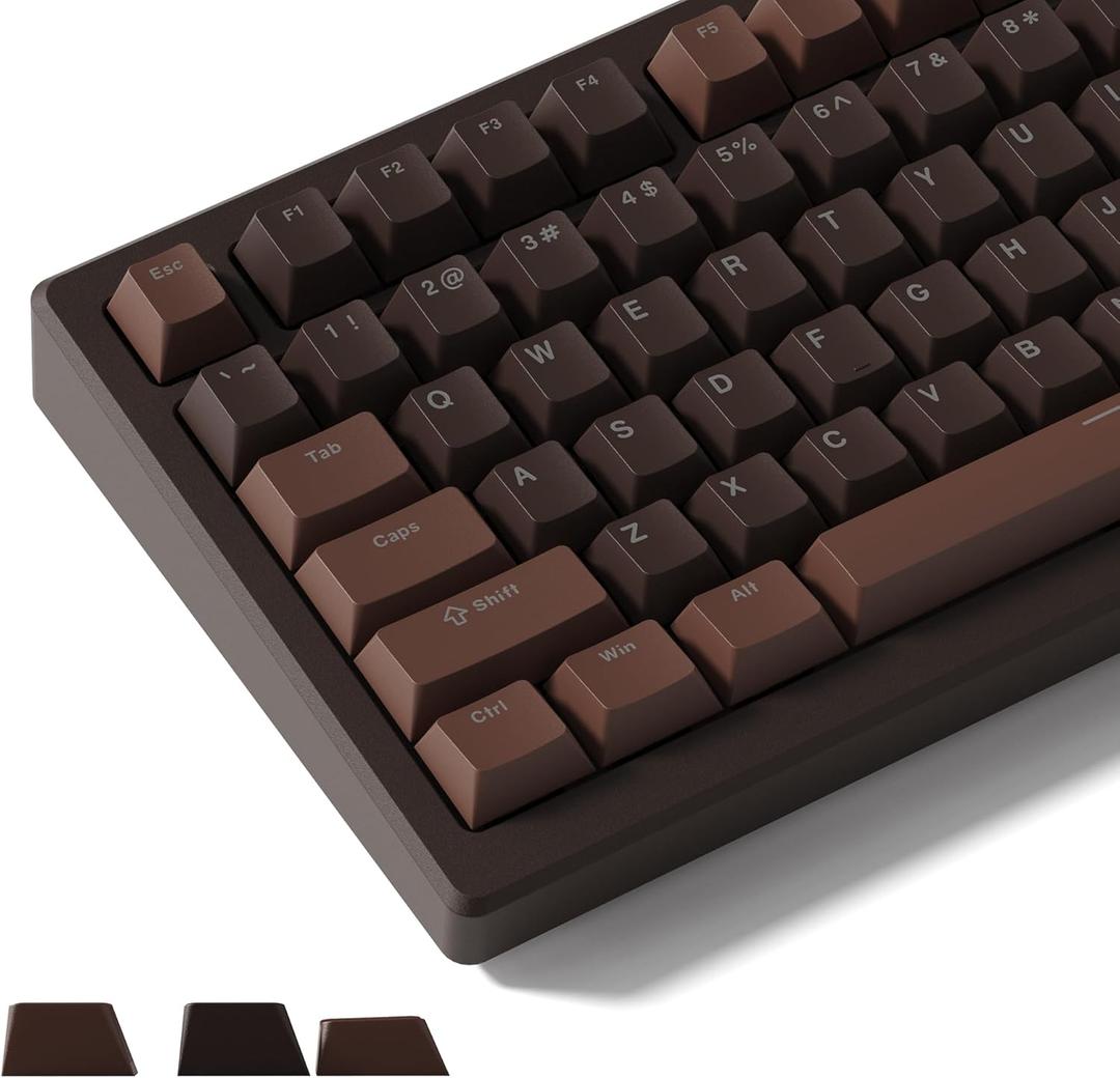Womier Keycaps for Mechanical Keyboard, PBT Shine Through Keycaps Cherry Profile Key Cap 60 65 75 100 Percent for 61/64/68/84/87/100/104/108 Retro Gaming Mechanical Keyboard (Brown)