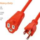Amazon Basics 100 Foot 3-Prong Vinyl Indoor/Outdoor Extension Cord, Long Power Cord, Grounded Plug for Safety, Moisture Resistant, 10 Amps, 1250 Watts, 125 VAC, Orange