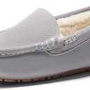 DREAM PAIRS Women's Fuzzy House Slippers Cozy Faux Fur Micro Suede Moccasins Slip on Loafer Shoes for Indoor and Outdoor (8.5-9, Light Grey)