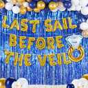 97Pcs Last Sail Before The Veil Bachelorette Decorations Nautical Bachelorette Party Decorations Diamond Ring Balloons Navy Blue Fringe Foil Curtain Beach Sailor Cruise Bridal Shower Decorations