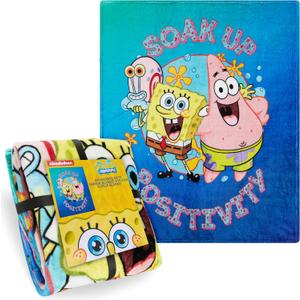 SPONGEBOB SQUAREPANTS Throw Blanket for Kids, Teens, Adults, 51 x 59 in, Cartoon Fleece Blankets, Soft, Plush Bed Throws, Cozy Gifts for Kids