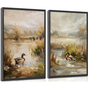 YUFXSTZV Vintage Mallard Duck Pond Wall Art Room Wall Decor 16x24 Unframed, 16x24 posters