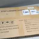 Mayi Plus 2 Step Stool Foldable, Aluminum, Lightweight Step Ladder Extra-wide anti-slip folding steps with 330 lbs, for home, kitchen, office, outdoor, White & Woodgrain, 18.1"W x 24"H