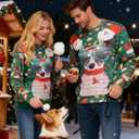 Mens Ugly Christmas Sweater Novelty 3D Graphic Long Sleeve Junior Xmas Sweatshirt Size S-3XL (Green, S)