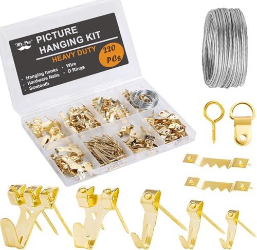 Mr. Pen- Picture Hanging Kit, 220pc, Picture Hangers, Nails for Hanging Pictures, Wall Hangers, Picture Hanging, Picture Hanging Hooks, Frame Hanging Hardware, Picture Hooks, Wall Hanging Kit