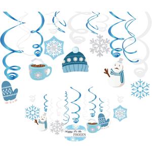 Christmas Snowman,Snowflake,Winter,Snow Hanging Swirl Decorations for Festival,Party,Together,Celling,Classroom,Home,Office,Bedroom(30Ct)