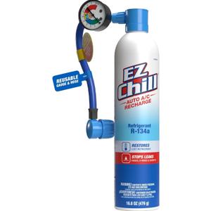 Auto A/C Refrigerant Kit-Includes Charging Hose and Gauge - Restores and Stops Leaks - 16.8 Oz