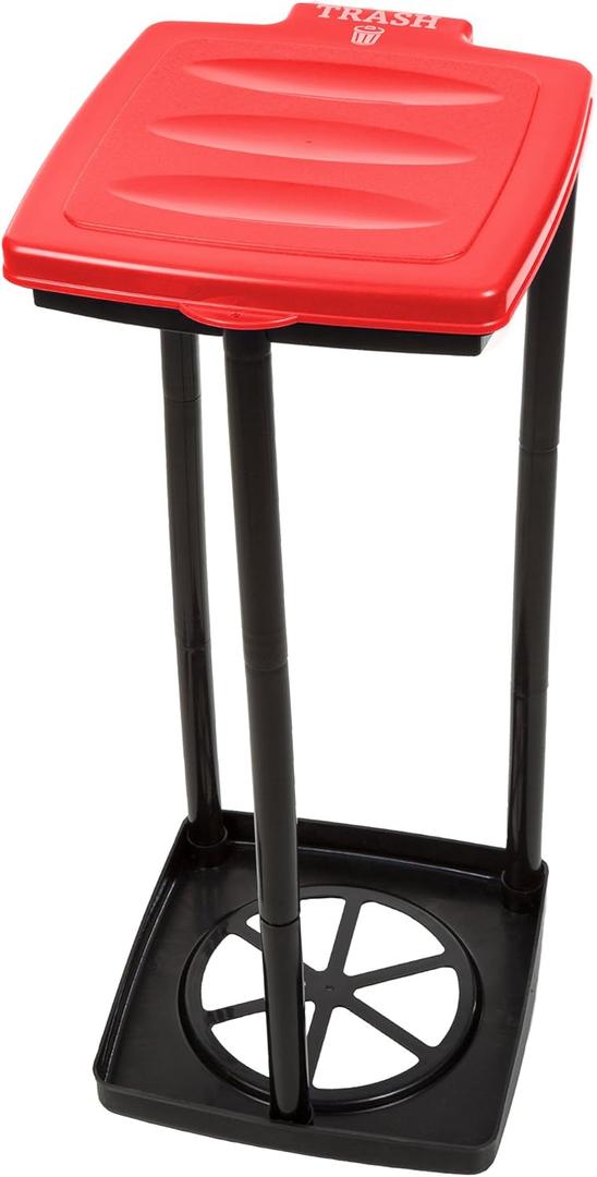 Wakeman Portable Trash Bag Holder  Collapsible 13-Gallon Garbage Bin for Indoor/Outdoor Use, Camping, Recycling, and Parties  Durable Plastic Trash Can Outdoors (Red)