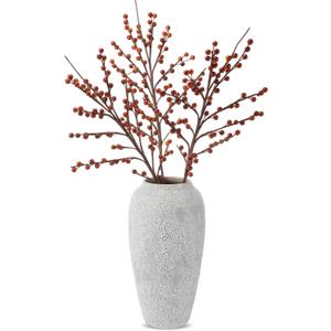 3 Pcs 30 Inch Realistic Christmas Ilex Berry Stems Branches Burgundy Long Christmas Fake Holly Berries Faux Berry Picks for Holiday Winter Vase Home Ornament DIY Crafts Wreath Garland