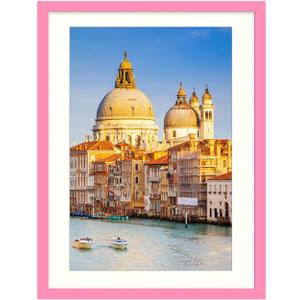wyooxoo 20x27 Picture Frame Made of Solid Wood Pink Photo Frames Display Pictures 16x24 with Mat or 20x27 Without Mat Colorful Frame For Horizontal Vertical Wall Mounting
