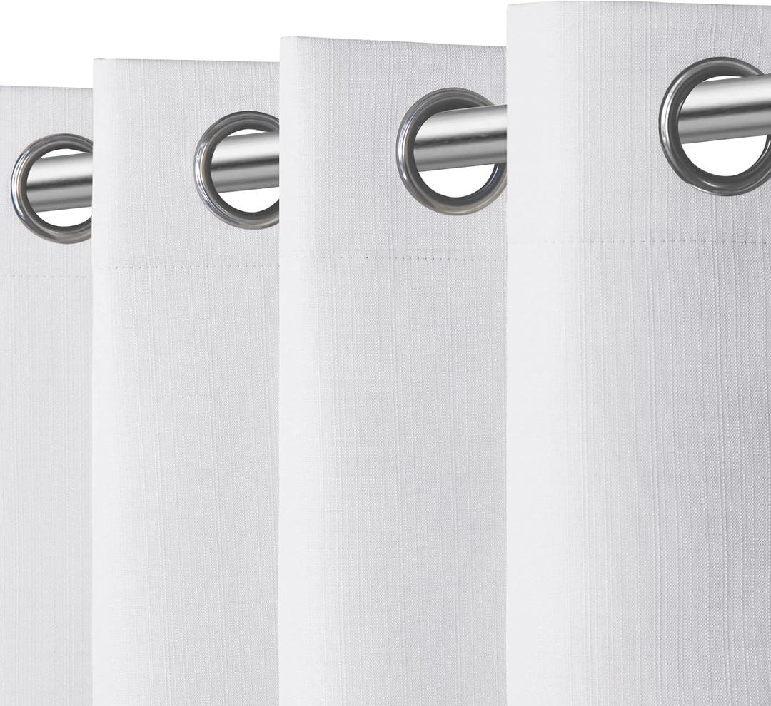 Easy-Going Linen Look Blackout Curtain Grommet Window Curtain Drapes for Bedroom, Living Room Thermal Insulated Room Darkening (2 Panels, 42x84 inch, White)
