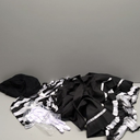 Girl's Mime Artist Costume Black and White Stripe Short Sleeve Black Beret Skirt with Gloves Halloween Dress up, Size L